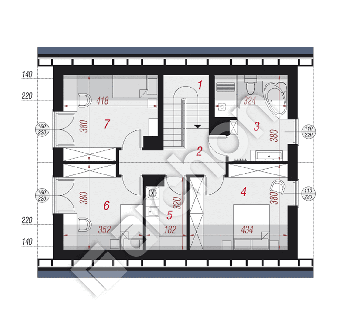 Rysunek - układ pomieszczeń - poddasze